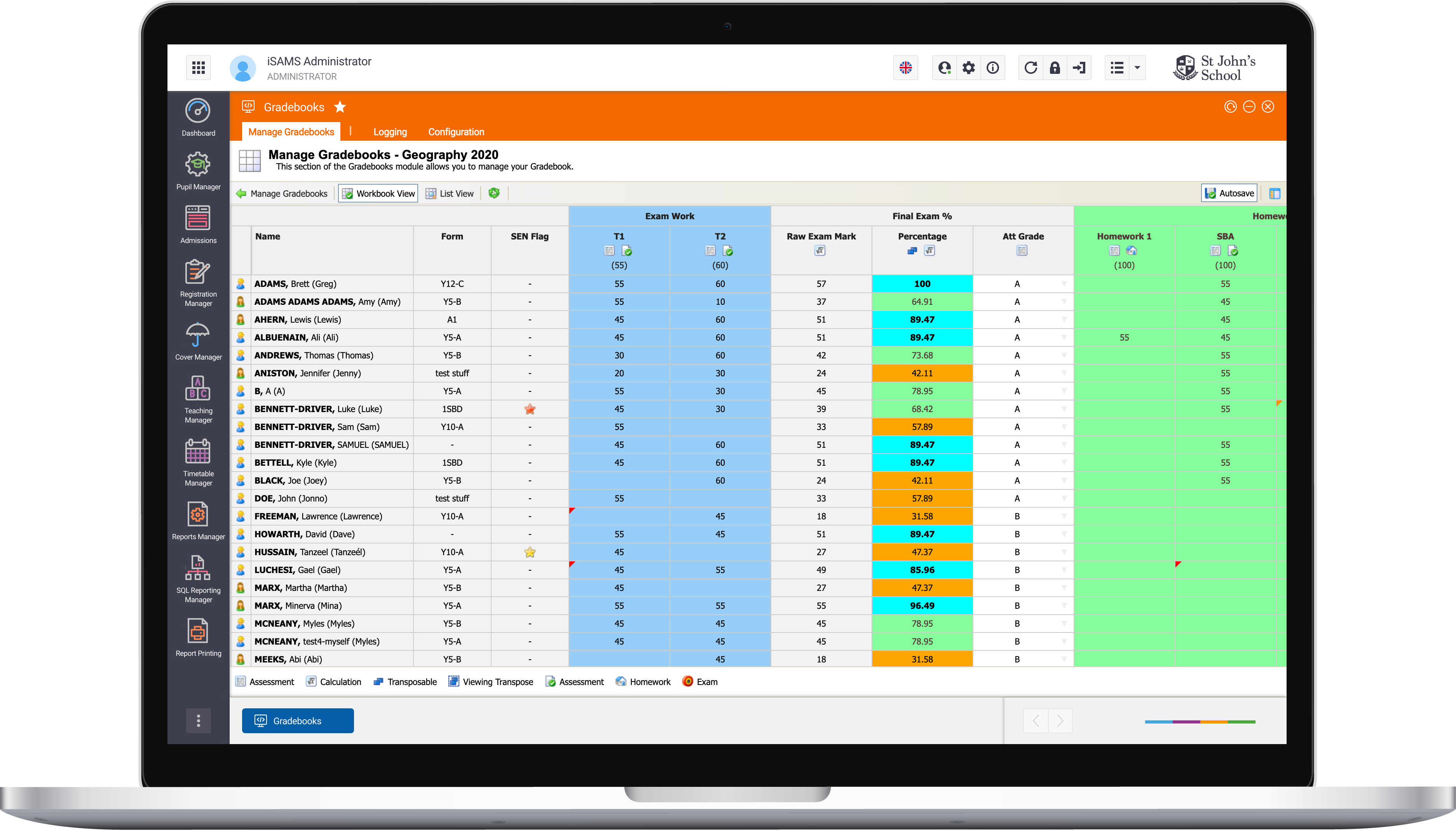 gradebooks conditional formatting